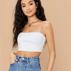 SHEIN Ribbed Cropped Cami Tank Top in Whitesize S Small